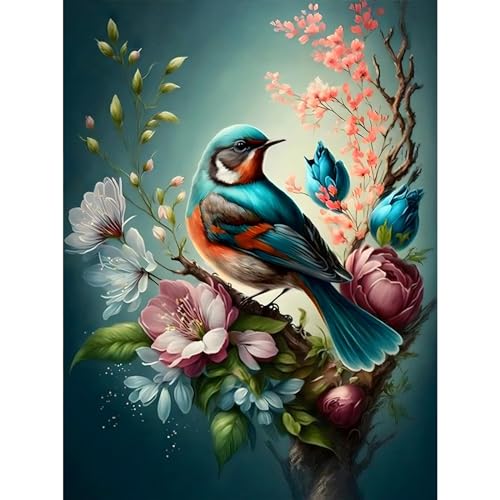 DOMROM Vogel Diamond Painting Kits für Erwachsene, 5D Blume Diamant Painting Bilder Set, DIY Diamond Art Painting Full Drill Gem Digitales Diamant Gemälde Stickerei für Gift Wall Decoration 30x40cm DOMROM Vogel Diamond Painting Kits für Erwachsene, 5D Blume Diamant Painting Bilder Set, DIY Diamond Art Painting Full Drill Gem Digitales Diamant Gemälde Stickerei für Gift Wall Decoration 30x40cm von DOMROM