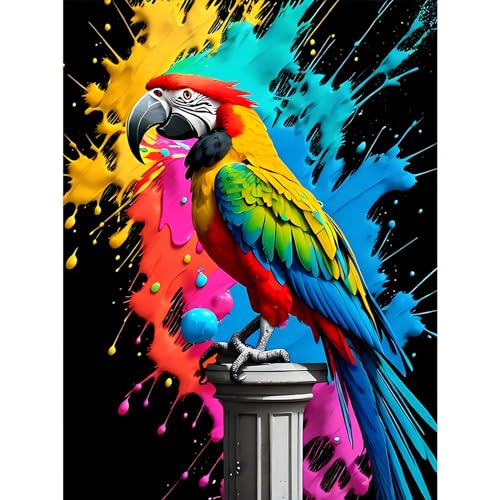 DOMROM Vogel Diamond Painting Kits für Erwachsene, 5D Buntes Papagei Diamant Painting Bilder Set, DIY Diamond Art Painting Full Drill Gem Digitales Gemälde Stickerei für Gift Wall Decoration 30x40cm von DOMROM