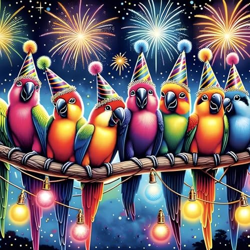 DOMROM Vogel Diamond Painting Kits für Erwachsene, 5D Buntes Papageien Diamant Painting Bilder Set, DIY Diamond Art Painting Full Drill Gem Digitales Gemälde Stickerei für Gift Wall Decoration 30x30cm DOMROM Vogel Diamond Painting Kits für Erwachsene, 5D Buntes Papageien Diamant Painting Bilder Set, DIY Diamond Art Painting Full Drill Gem Digitales Gemälde Stickerei für Gift Wall Decoration 30x30cm von DOMROM