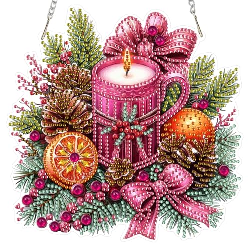 DOMROM Weihnachten Diamond Art Painting Anhänger, Kerze Diamond Painting Fensterbilder Anhänger, Diamant Hängende Ornament für Kinder Erwachsene Diamant Malerei Basteln Tür Wand Fenster Deko DOMROM Weihnachten Diamond Art Painting Anhänger, Kerze Diamond Painting Fensterbilder Anhänger, Diamant Hängende Ornament für Kinder Erwachsene Diamant Malerei Basteln Tür Wand Fenster Deko von DOMROM