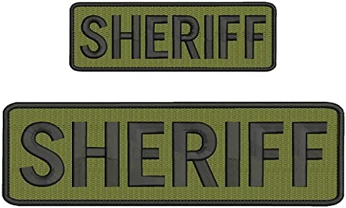 Sheriff Weste Patch für Tellerträger – 7,6 x 20,3 cm und 5,2 x 15,2 cm Sheriff Patches mit Haken für taktische Weste Jacke Kleidung Uniform Cap Rucksack – bestickte Sheriff taktische Patches Od Green von DON JUAN DE PUPPY