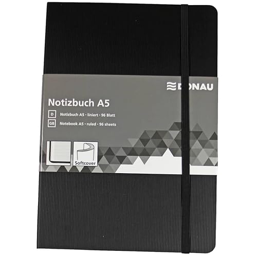 DONAU 1345101-01 Notizbuch - A5, liniert, 192 Seiten, schwarz von DONAU
