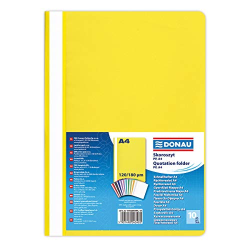 DONAU 1702001PL-11 Plastik Schnellhefter A4 Gelb/ Sichthefter Kunststoff aus öko PP-Folie 120/180 µm/ mit transparentem Deckel/ für Büro und Schule/ Fassungsvermögen ca. 200 Blatt | 10er Pack DONAU 1702001PL-11 Plastik Schnellhefter A4 Gelb/ Sichthefter Kunststoff aus öko PP-Folie 120/180 µm/ mit transparentem Deckel/ für Büro und Schule/ Fassungsvermögen ca. 200 Blatt | 10er Pack von DONAU