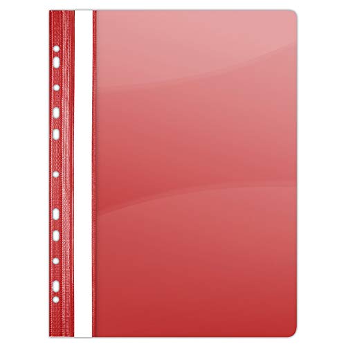 DONAU 1704001PL-04 Plastik Schnellhefter Gelocht A4 Rot, Sichthefter Kunststoff Strapazierfähigem PVC Hart Glasklares Deckblatt Klemmmappe für Büro und Schule, Eurolochung | 10er Pack DONAU 1704001PL-04 Plastik Schnellhefter Gelocht A4 Rot, Sichthefter Kunststoff Strapazierfähigem PVC Hart Glasklares Deckblatt Klemmmappe für Büro und Schule, Eurolochung | 10er Pack von DONAU