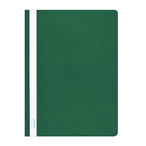 DONAU 1705001PL-06 Plastik Schnellhefter A4 Grün, Sichthefter Kunststoff Strapazierfähigem PVC Hart Glasklares Deckblatt, für Büro und Schule, Fassungsvermögen ca. 200 Blatt | 10er Pack von DONAU