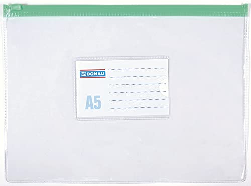 DONAU 1797001PL-00 Reißverschlussbeutel/Reißverschlusstasche, PVC, A5, transparent von DONAU