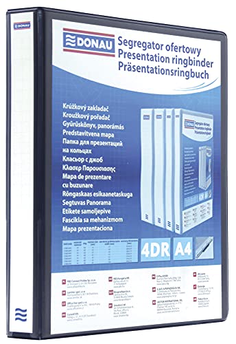 DONAU 2788204PL-01 Präsentationsringbuch Präsentationsordner Ringbuch Präsentation / Schwarz/ 4-D-Ring-Mechanik-Mechanik DIN A4 Füllhöhe 20 mm/ mit Taschen/ 1 Stück von DONAU