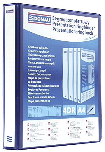 DONAU 2788254PL-10 Präsentationsringbuch Präsentationsordner Ringbuch Präsentation/Blau/ 4-D-Ring-Mechanik-Mechanik DIN A4 Füllhöhe 25 mm/mit Taschen/ 1 Stück von DONAU