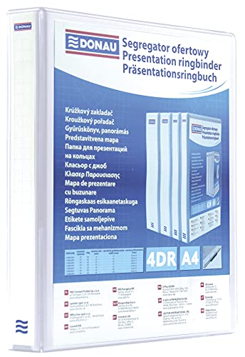 DONAU 2788304PL-09 Präsentationsringbuch Präsentationsordner Ringbuch Präsentation/Weiß / 4-D-Ring-Mechanik-Mechanik DIN A4 Füllhöhe 30 mm/mit Taschen/ 1 Stück von DONAU