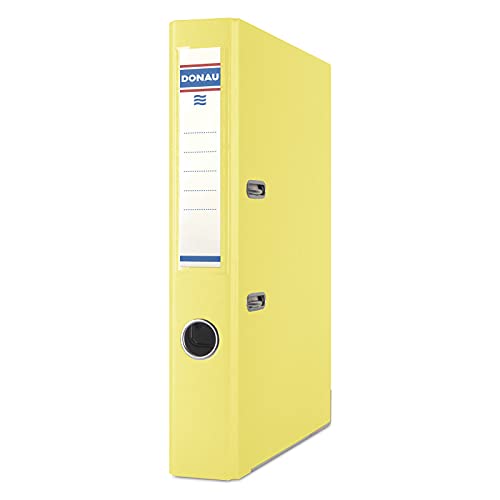 DONAU 3955001PL-13 Premium Ordner A4/50 mm Grau Kunststoffbezug PP/Papier Schlitzordner, Büroordner, Aktenordner Metall Kantenschutz Metallgefasstes Griffloch Hebelmechanik Einsteckrückenschild von DONAU