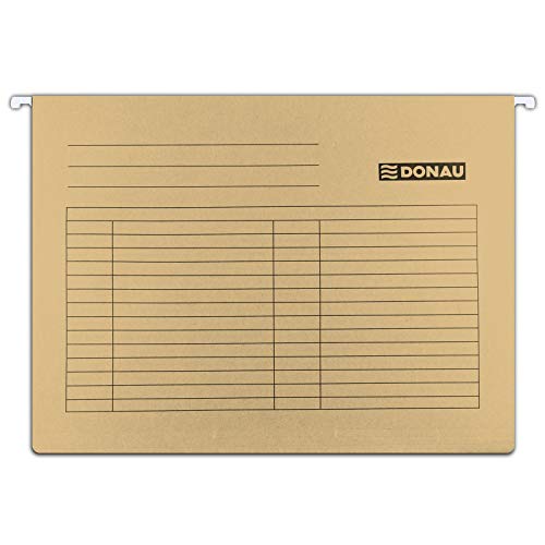 DONAU 7410905-02 Hängemappe | Aus Recycling-Karton 230 GSM für DIN A4 Seitlich offen Farbe: Braun| 5er Packung| auswechselbarem Blanko-Schildchen| ideal für Büro und Schule und der Behörde|Grünen Punk von DONAU