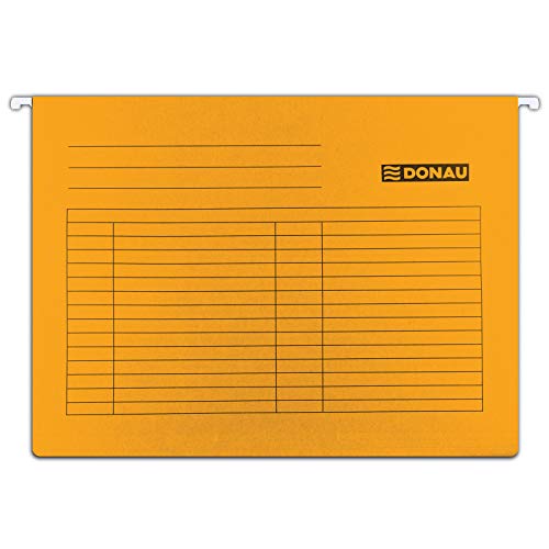 DONAU Hängemappe / 5er Packung / Aus Recycling-Karton 230 GSM für DIN A4 Seitlich offen Farbe: Orange/ aus wechselbarem Blanko-Schildchen| ideal für Büro und Schule von DONAU
