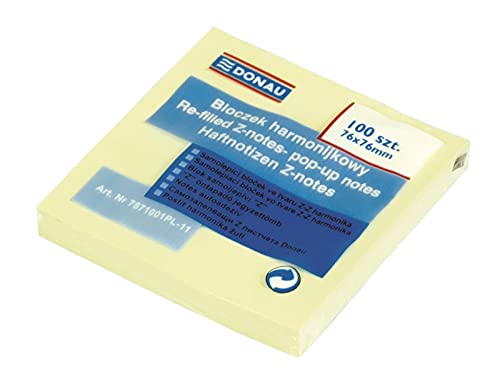 DONAU 7571001PL-11 Haftnotizen im Spender mit Z-Faltung, 76 x 76 mm, 1x100 Blatt, hellgelb DONAU 7571001PL-11 Haftnotizen im Spender mit Z-Faltung, 76 x 76 mm, 1x100 Blatt, hellgelb von DONAU