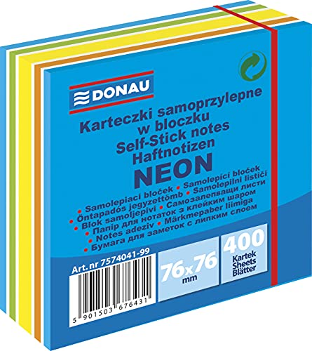 DONAU 7574041-99 Notes Würfel Haftnotizen /Blautöne Selbstklebende Haftnotizzettel Sticky Notes 76x76mm, 1x400 Blatt, Notizblöcke quadratisch für Büro Schule von DONAU