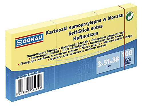 DONAU 7585001-11 Eco Würfel Haftnotizen Gelb Selbstklebende Sticky Notes 38x51mm, 1x100 Blatt für Büro Schule DONAU 7585001-11 Eco Würfel Haftnotizen Gelb Selbstklebende Sticky Notes 38x51mm, 1x100 Blatt für Büro Schule von DONAU