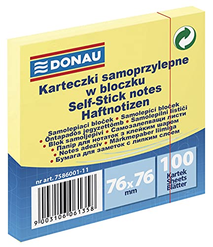 DONAU 7586001-11 Eco Würfel Haftnotizen Gelb Selbstklebende Sticky Notes 76x76mm, 1x100 Blatt für Büro Schule DONAU 7586001-11 Eco Würfel Haftnotizen Gelb Selbstklebende Sticky Notes 76x76mm, 1x100 Blatt für Büro Schule von DONAU