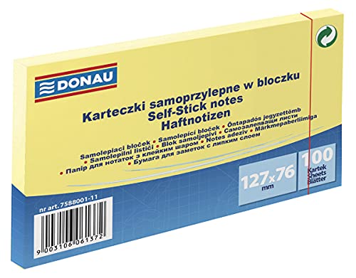 DONAU 7588001-11 Eco Würfel Haftnotizen Gelb Selbstklebende Sticky Notes 127x76mm, 1x100 Blatt für Büro Schule DONAU 7588001-11 Eco Würfel Haftnotizen Gelb Selbstklebende Sticky Notes 127x76mm, 1x100 Blatt für Büro Schule von DONAU