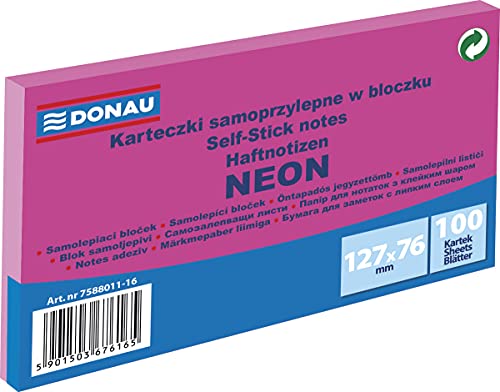DONAU 7588011-16 Notes Würfel Haftnotizen Neon-Rosa Selbstklebende Haftnotizzettel Sticky Notes 127x76mm, 1x100 Blatt, Notizblock klebend für Büro Schule DONAU 7588011-16 Notes Würfel Haftnotizen Neon-Rosa Selbstklebende Haftnotizzettel Sticky Notes 127x76mm, 1x100 Blatt, Notizblock klebend für Büro Schule von DONAU