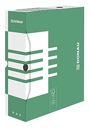 DONAU 7661301FSC-06 Ablage Schachtel Archivbox aus recyceltem Karton Archiv-Ablagebox Stabil| 20er Pack | A4/100mm/ B Rückenbreite Farbe: Grün | die FSC® Zertifiziert von DONAU