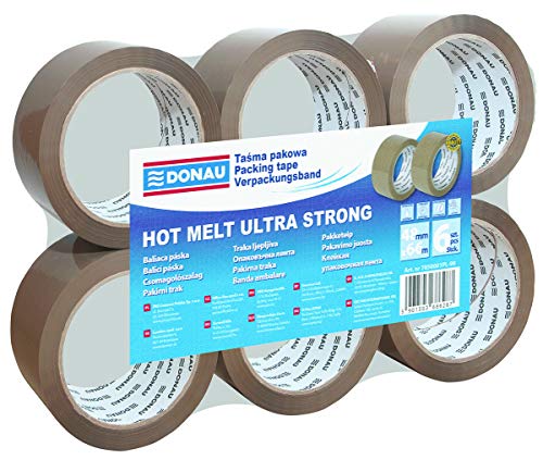 DONAU 7850001PL-99 Verpackungsklebeband Hot-Melt 66m Verpackungsband Klebeband Paketklebeband Packband/ Sehr Beständig / 48mm x 66m/ 50μm Farbe: Braun / 6er Pack/ Hochwertiges/ Sehr Klebestark von DONAU