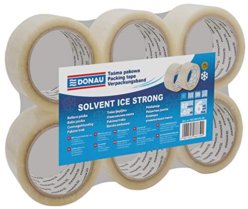 DONAU 7851001PL-00 Verpackungsklebeband Solvent Verpackungsband Klebeband Paketklebeband Packband/ 48mm x 60m, 42μm Farbe: Transparent/ 6er Pack/ Gegen Feuchtigkeit beständig/ bis zu -20°C von DONAU