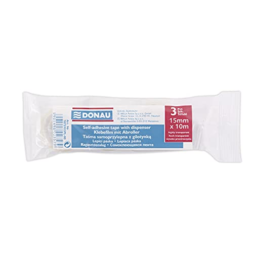 DONAU 7875903PL-00 Klebeband 3 Rollen - 3 Stück / 15 mm x 10 m/Crystal Klebeband ist ein Hoch-Transparentes/Büroklebeband DONAU 7875903PL-00 Klebeband 3 Rollen - 3 Stück / 15 mm x 10 m/Crystal Klebeband ist ein Hoch-Transparentes/Büroklebeband von DONAU