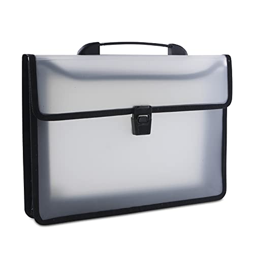 DONAU 8546001PL-00 Fächermappe mit 2 Taschen, PP, A4 mit Griff, transparent von DONAU