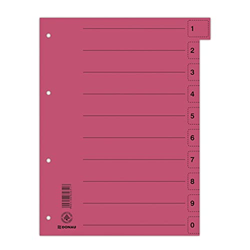 DONAU 8611001-04 Trennblätter 50er Pack/Farbe: Rot/Karton-Register überbreit Aus Recycling-Karton/für DIN A4 4-Fach Lochung Trennlaschen Trennblätter Ordner Register/Blauer Engel/Made in EU DONAU 8611001-04 Trennblätter 50er Pack/Farbe: Rot/Karton-Register überbreit Aus Recycling-Karton/für DIN A4 4-Fach Lochung Trennlaschen Trennblätter Ordner Register/Blauer Engel/Made in EU von DONAU