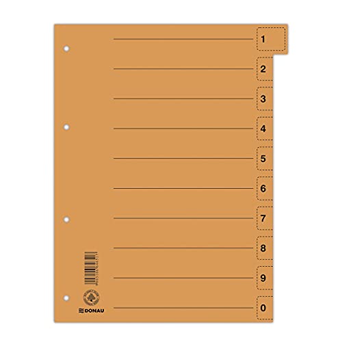 DONAU 8611001-12 Trennblätter 50er Pack/Farbe: Orange/Karton-Register überbreit Aus Recycling-Karton/für DIN A4 4-Fach Lochung Trennlaschen Trennblätter Ordner Register/Blauer Engel/Made in EU von DONAU