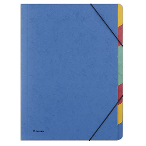 DONAU 8647119-10 Premium Ordnungsmappe Mappe mit Gummiband/mit 7 trennblätter/Fächer / A4 Farbe: Blau/aus Pressspan-karton 500gsm/ Eckspanner Sammelmappe mit Gummi/ 1 Stück-Packung DONAU 8647119-10 Premium Ordnungsmappe Mappe mit Gummiband/mit 7 trennblätter/Fächer / A4 Farbe: Blau/aus Pressspan-karton 500gsm/ Eckspanner Sammelmappe mit Gummi/ 1 Stück-Packung von DONAU