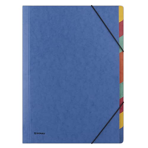 DONAU 8649119-10 Premium Ordnungsmappe Mappe mit Gummiband/mit 9 trennblätter/Fächer / A4 Farbe: Blau/aus Pressspan-karton 500gsm/ Eckspanner Sammelmappe mit Gummi/ 1 Stück-Packung DONAU 8649119-10 Premium Ordnungsmappe Mappe mit Gummiband/mit 9 trennblätter/Fächer / A4 Farbe: Blau/aus Pressspan-karton 500gsm/ Eckspanner Sammelmappe mit Gummi/ 1 Stück-Packung von DONAU