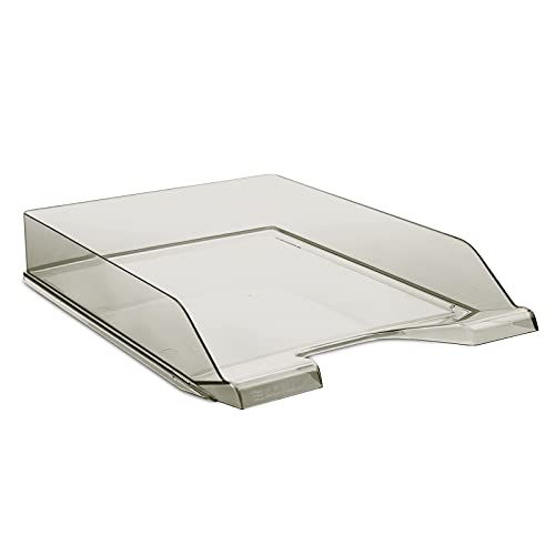 DONAU Briefablage Standard Transparent Grau/ 6 Stück - A4 / Briefkorb Moderne und Stapelbare Ablage/Transparent-Glasklar/Schreibtischablage/Polystyrol, 7470001PL-02 von DONAU