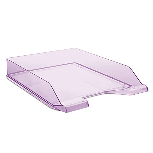 DONAU Briefablage Standard Transparent Violett/ 6 Stück - A4 / Briefkorb Moderne und Stapelbare Ablage/Transparent-Glasklar/Schreibtischablage/Polystyrol von DONAU