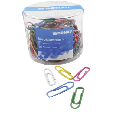 DONAU Briefklammer - 28 mm sortiert Dose 150 Stück. von DONAU