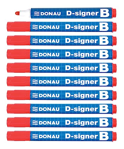 DONAU D-Signer B Tafel-Marker Whiteboard-Marker Boardmarker / 10 Stück/Rot/Rundspitze 2-4 mm/Trocknungsbeständig - bis zu 72 Stunden ohne Kappe/Nicht Toxische Tinte DONAU D-Signer B Tafel-Marker Whiteboard-Marker Boardmarker / 10 Stück/Rot/Rundspitze 2-4 mm/Trocknungsbeständig - bis zu 72 Stunden ohne Kappe/Nicht Toxische Tinte von DONAU
