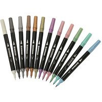 DONAU Dual Brush-Pens farbsortiert, 12 St. von DONAU