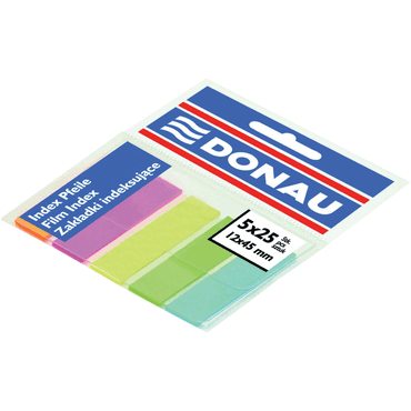DONAU Indexstreifen 12x45mm 5x25 Blatt farbig sortiert. von DONAU