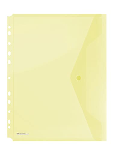 DONAU-Kuvertmappe mit Klammer 8540001PL-11 Gelb, Dokumententasche zum Abheften Dokumentenmappe/ Sammelmappe Eurolochung zum Abheften Transparent für Schule Büro Qualität PP öko/Kunststoff Plastik von DONAU