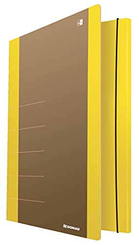 DONAU LIFE 2060001FSC-11 Mappe mit Gummiband Karton/Pappe Grammatur 500 g/m2 mit 3 Klappen DIN A4, Gelb |Sammelmappe Dokumentenmappe Einschlagmappe Für Büro, Schule und Zuhause | die FSC® Zertifiziert von DONAU