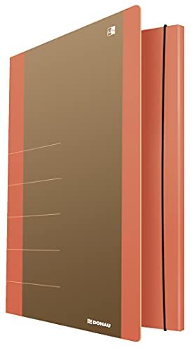 DONAU LIFE 2060001FSC-12 Mappe mit Gummiband Karton/Pappe Grammatur 500 g/m2 mit 3 Klappen DIN A4, Orange |Sammelmappe Dokumentenmappe Einschlagmappe Für Büro, Schule und Zuhause | die FSC® Zertifizie von DONAU