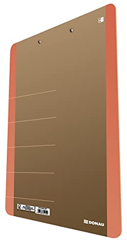 DONAU LIFE 2710001FSC-12 Klemmbrett/ Schreibbrett/ Clipboard/ Klemmbrettmappe A4 Hart-Karton/Pappe mit Metallclip/ Starke Klemme mit abgerundeten Ecken| Farbe - Orange/ ideal für Büro Schule und Zuhau von DONAU