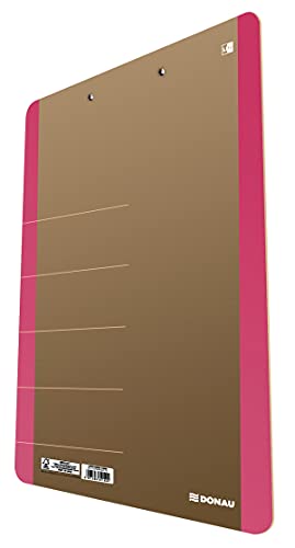 DONAU LIFE 2710001FSC-30 Klemmbrett/ Schreibbrett/ Clipboard/ Klemmbrettmappe A4 Hart-Karton/Pappe mit Metallclip/ Starke Klemme mit abgerundeten Ecken| Farbe - Rosa/ ideal für Büro Schule und Zuhause von DONAU