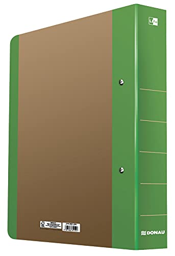 DONAU LIFE 3835001FSC-06 Ringbuch Grün A4/5cm | 2-D-Ring-Mechanik Abgerundeten Ecken Stabiler Pappkern Ring-Ordner Hefter | Aus 1,8 mm dickem Karton/ Pappe ideal für Büro und Schule | die FSC® Zertifi von DONAU