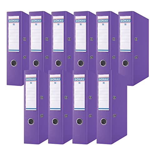 DONAU Premium Ordner Breit 10er Pack/DIN A4 / 7,5 cm / 10 Stück/Violette/Kunststoffbezug PP/Carton Papier Schlitzordner Büroordner Aktenordner Ringordner/Grünen Punkt von DONAU