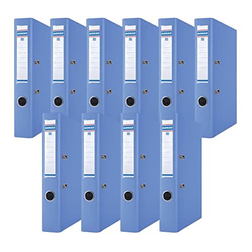 DONAU Premium Ordner Schmal 10er Pack/DIN A4 / 5 cm / 10 Stück/Blau/Kunststoffbezug PP/Carton Papier Schlitzordner Büroordner Aktenordner Ringordner/Grünen Punkt von DONAU