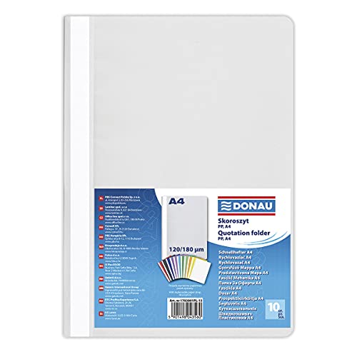 Schnellhefter DONAU PP A4 Standard 120/180micr Grau/Archivierung Dokumente/Typ-Standard/Material-Pp/Etiketten-Randband/Farbe-Grau/Grammatur (g/m2)-B.d. / Stärke (mm)-120/180µm von DONAU