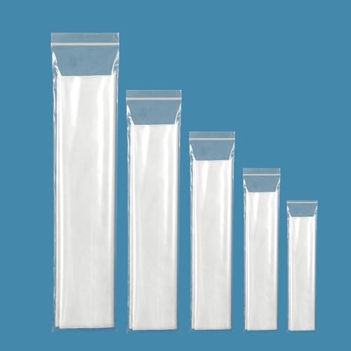 DONCIDAY Extra lange Reißverschlussbeutel, 21,6 x 71,1 cm (20 Stück), 6 mm, transparente, schmale Postertaschen, wiederverschließbare Kunststoffbeutel, wasserdichte Röhre mit Verschlussverschluss zur von DONCIDAY