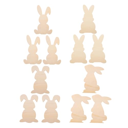 DONFAMDS 12 Stück Holzdekoration Hase Unfertiger Holzhase Diy Rohling Hase Aus Unbehandeltem Holz Ostern Basteln Selber Machen Holzhasenausschnitt Osterhasen-aufhänger Hölzern Khaki von DONFAMDS
