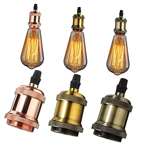 DONFAMDS 2 Stück Vintage Pendelleuchte Metall Deckenlampenfassung Schwarz ohne Glühbirne für Küche Flur Bar und Restaurant von DONFAMDS
