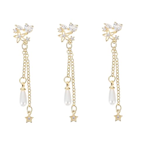 DONFAMDS 3Stücke Teiliges Schmuck Goldene mit Perlen Anhänger und DIY Maniküre Zubehör für Nagelkunst und Besondere Anlässe von DONFAMDS